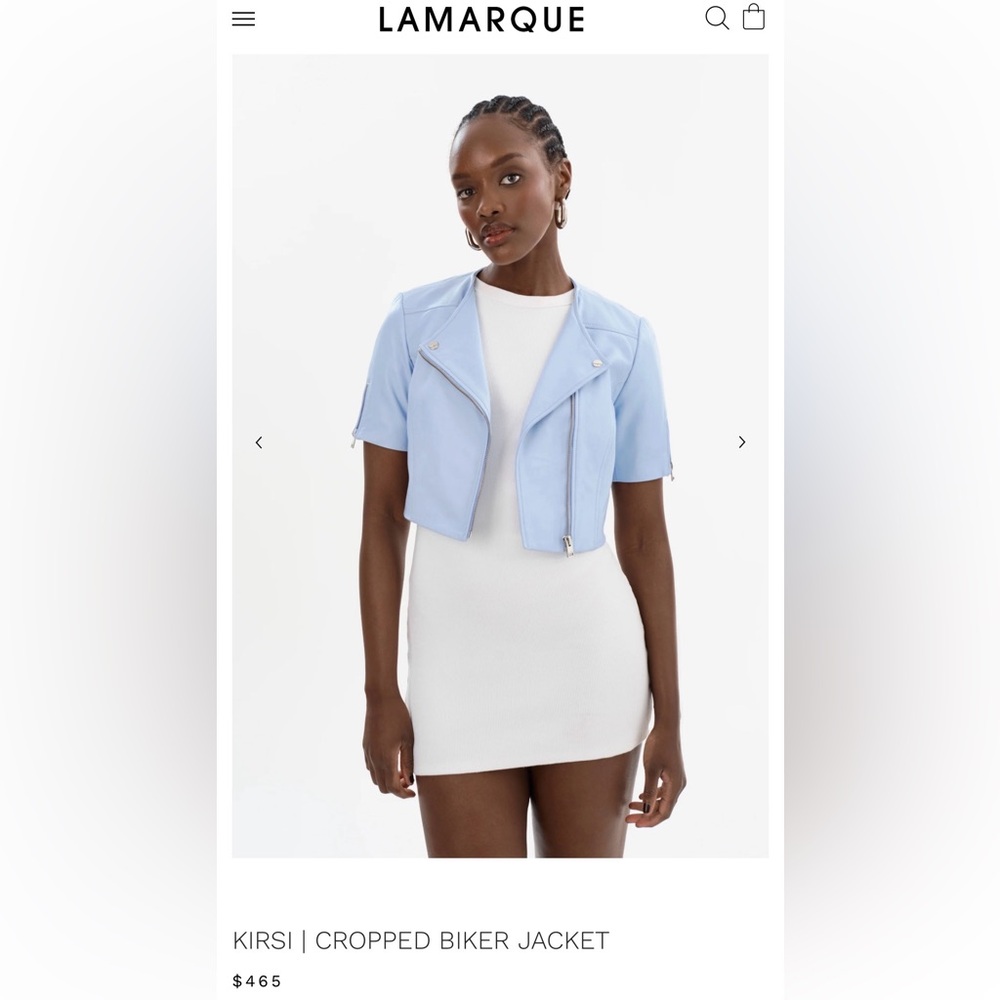 Lamarque Kirsi Women's Sky Blue Cropped Leather Jacket